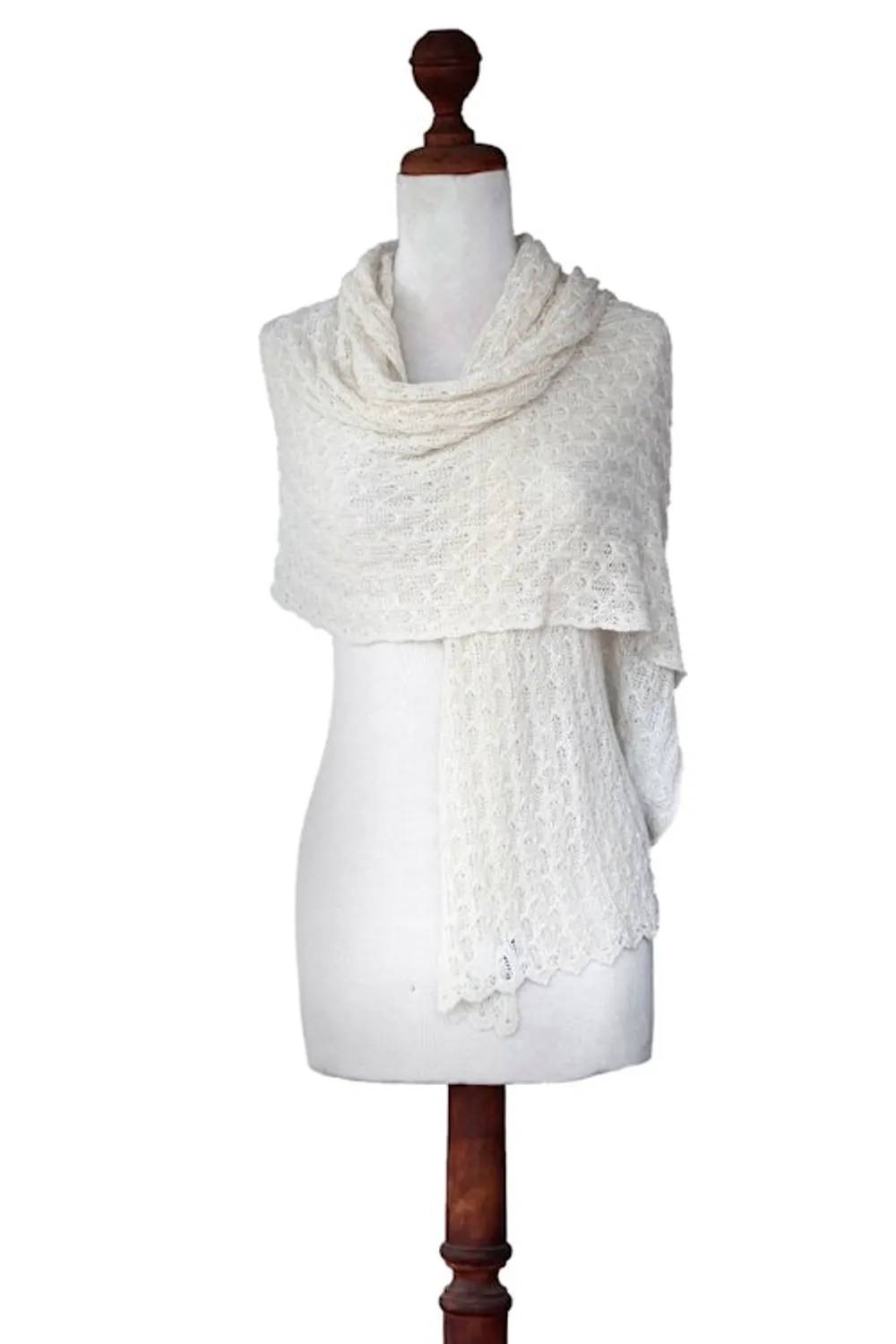 Pure Alpaca Wool Shawl from Peru 'Muse' - Image 3